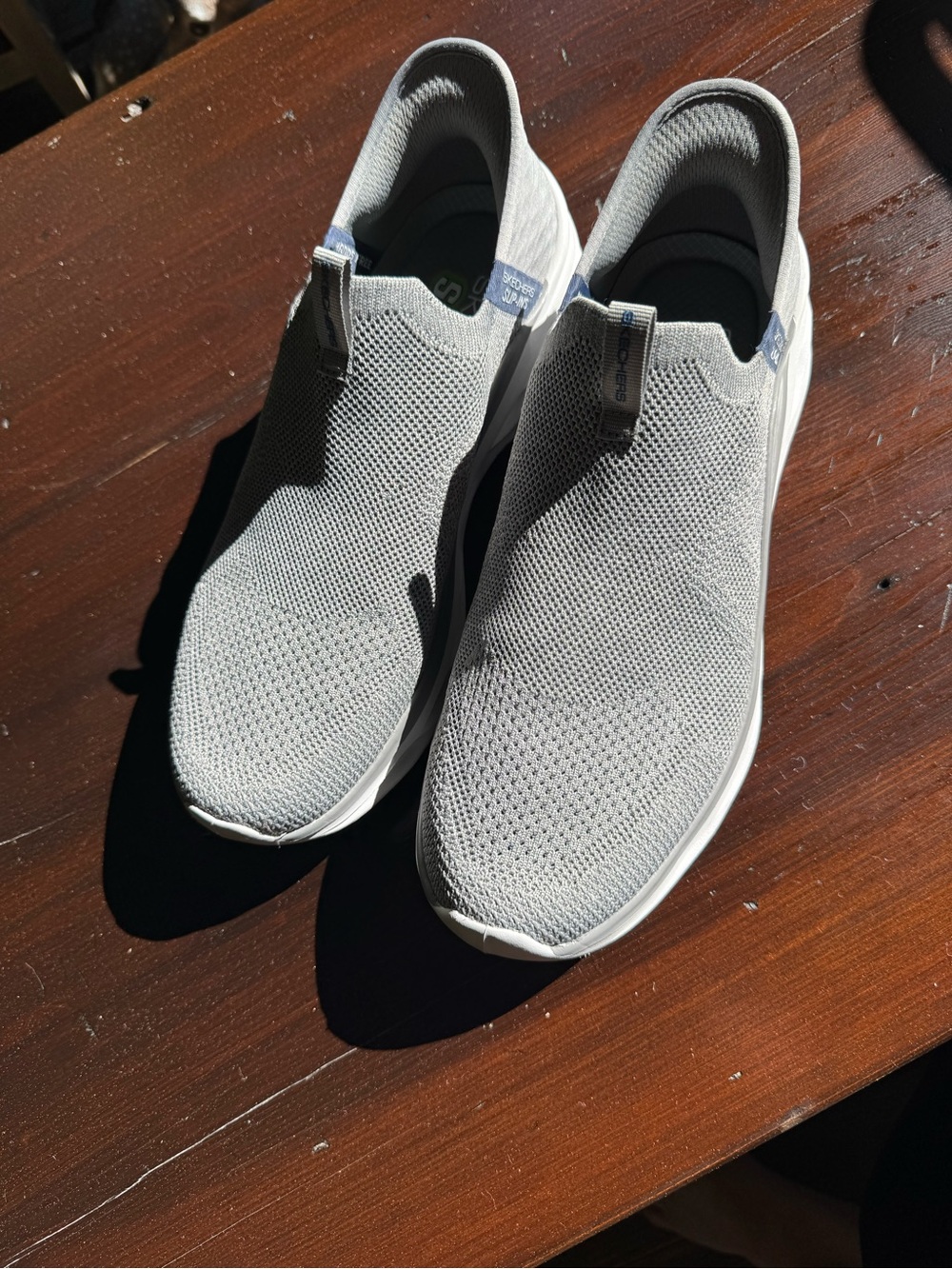 Skechers Men's Slip-On Knit Sneakers - Light Gray